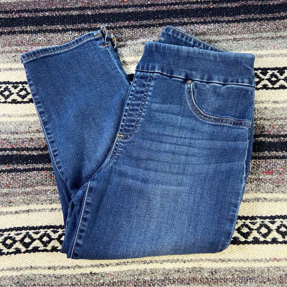 Chico's Sz 1 Jegging Capri Blue Cropped Crop Jeggings Skinny Jeans Capris Size 8